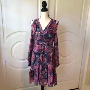 Aqua Brand Long Sleeved Floral Print Dress EUC